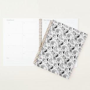 Schwarz-weißes Paisley-Muster – Elegante Textilkun Planer
