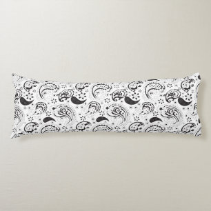 Schwarz-weißes Paisley-Muster – Elegante Textilkun Seitenschläferkissen
