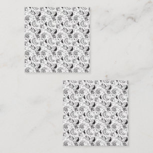 Schwarz-weißes Paisley-Muster – Elegante Textilkun Telefonnummerkarte