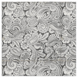schwarz-weißes Paisley-Muster-Gewebe Stoff