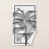 Schwarz-weißes Palm Tree Monogram Tropical Elegant Badhandtuch Set (Handtuch)