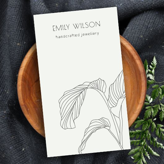 Schwarz-weißes Palmblätterblatt Schmuckstück Visitenkarte