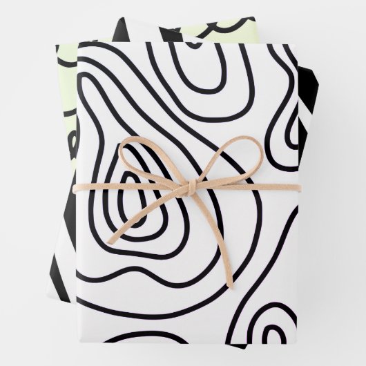 Schwarz-weißes Papierblatt Geschenkpapier Set (Beispiel)