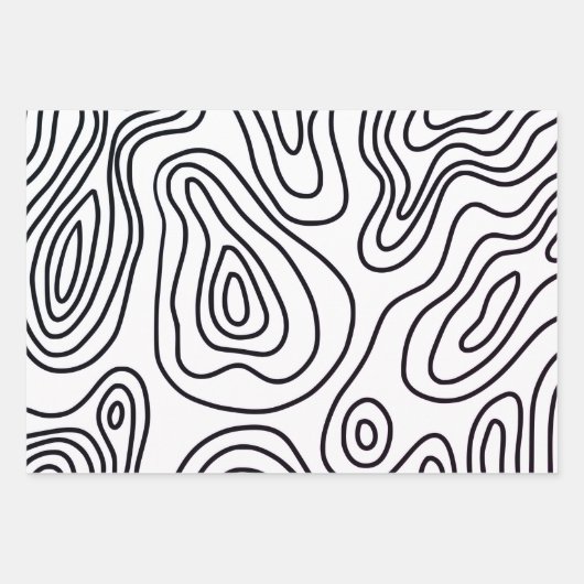 Schwarz-weißes Papierblatt Geschenkpapier Set (Vorderseite)