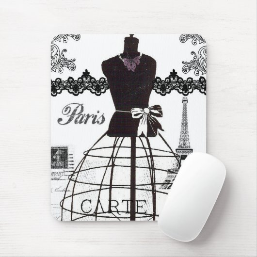 Schwarz-weißes Paris-Mode-Mannequin Mousepad (Mit Mouse)