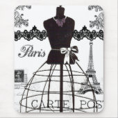 Schwarz-weißes Paris-Mode-Mannequin Mousepad (Vorne)