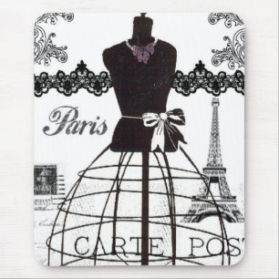 Schwarz-weißes Paris-Mode-Mannequin Mousepad