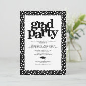 Schwarz-weißes Party fett gedruckte Typografie Mod Einladung (Stehend Vorderseite)