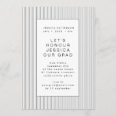 Schwarz-weißes Party Graduate Editable Abschluss Ankündigung (Rückseite)