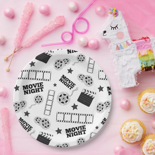 Schwarz-weißes Party Pappteller (Party)