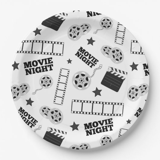 Schwarz-weißes Party Pappteller (Vorderseite)