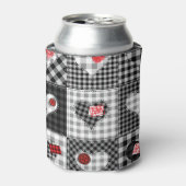 Schwarz-weißes Patchwork ist nahtlos. Dosenkühler (Kanne Vorderseite)