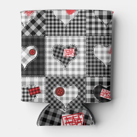 Schwarz-weißes Patchwork ist nahtlos. Dosenkühler (Vorderseite)