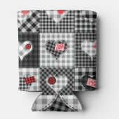 Schwarz-weißes Patchwork ist nahtlos. Dosenkühler (Rückseite)