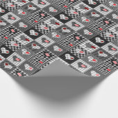 Schwarz-weißes Patchwork ist nahtlos. Geschenkpapier (Ecke)