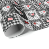 Schwarz-weißes Patchwork ist nahtlos. Geschenkpapier (Rolleneckpunkt)