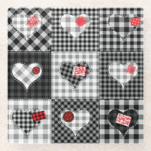 Schwarz-weißes Patchwork ist nahtlos. Glasuntersetzer