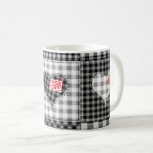 Schwarz-weißes Patchwork ist nahtlos. Kaffeetasse (VorderseiteRechts)