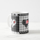 Schwarz-weißes Patchwork ist nahtlos. Kaffeetasse (Vorderseite Links)