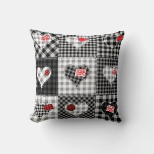 Schwarz-weißes Patchwork ist nahtlos. Kissen