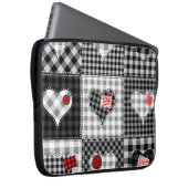 Schwarz-weißes Patchwork ist nahtlos. Laptopschutzhülle (Vorne Rechts)