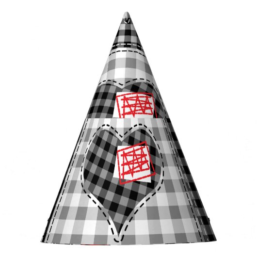 Schwarz-weißes Patchwork ist nahtlos. Partyhütchen (Vorderseite)
