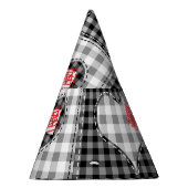 Schwarz-weißes Patchwork ist nahtlos. Partyhütchen (Rechts)