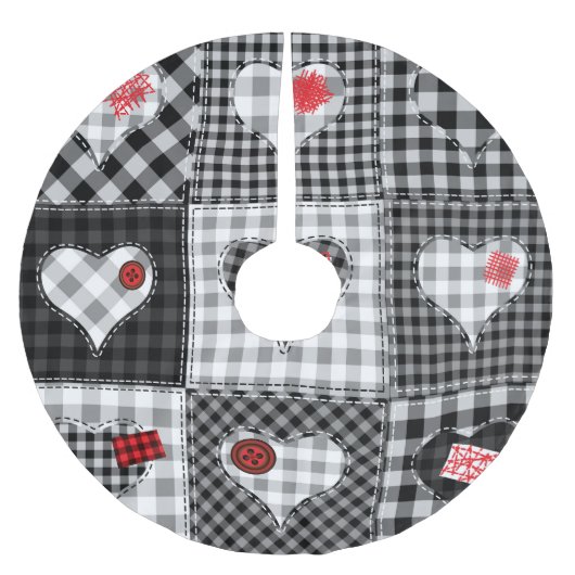 Schwarz-weißes Patchwork ist nahtlos. Polyester Weihnachtsbaumdecke (Vorderseite)