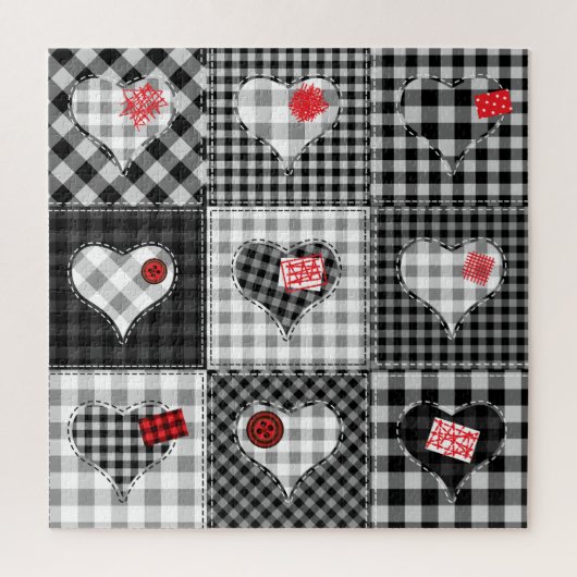 Schwarz-weißes Patchwork ist nahtlos. Puzzle (Vertikal)