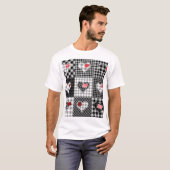 Schwarz-weißes Patchwork ist nahtlos. T-Shirt (Vorne ganz)