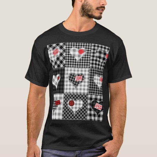Schwarz-weißes Patchwork ist nahtlos. T-Shirt (Vorderseite)