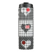 Schwarz-weißes Patchwork ist nahtlos. Thermosbecher (Vorderseite)