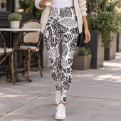 Schwarz-weißes Patchwork-Tiermuster Leggings