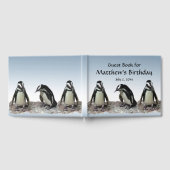 Schwarz-weißes Penguin Bird Birthday Party Gästebu Gästebuch (Voll)
