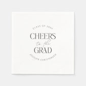 Schwarz-weißes Personalisiertes Cheers Grad Party Serviette (Vorderseite)