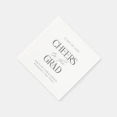 Schwarz-weißes Personalisiertes Cheers Grad Party Serviette (Ecke)