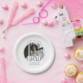 Schwarz-weißes Personalisiertes Foto Grad Party Pappteller (Party)