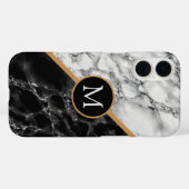 Schwarz-weißes Personalisiertes Letter Monogram Case-Mate iPhone Hülle (Rückseite (Horizontal))