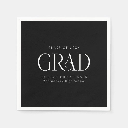 Schwarz-weißes Personalisiertes Minimalistisches P Serviette (Vorderseite)