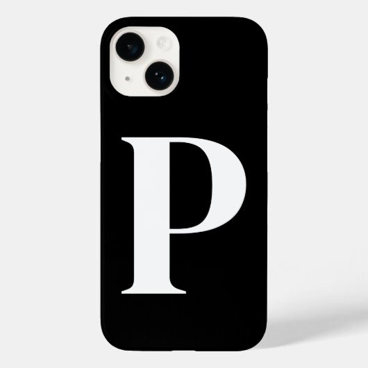 Schwarz-weißes Personalisiertes Monogramm-Design Case-Mate iPhone Hülle (Rückseite)