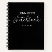 Schwarz-weißes Personalisiertes Sketch Notizblock (Vorderseite)