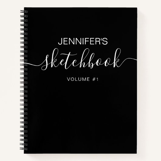 Schwarz-weißes Personalisiertes Sketch Notizblock (Vorderseite)