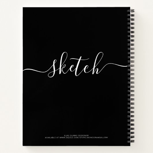 Schwarz-weißes Personalisiertes Sketch Notizblock (Rückseite)