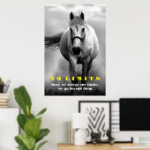 Schwarz-weißes Pferd Motivierend No Limits Artwork Poster (Heimbüro)