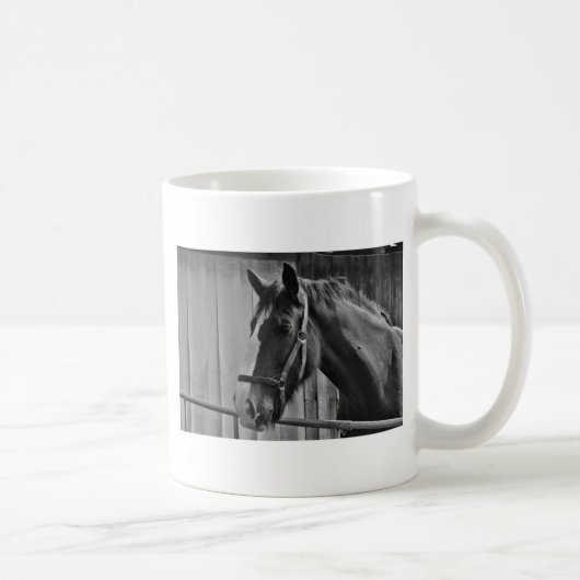 Schwarz-weißes Pferd - Tierfotografie Kaffeetasse (Rechts)