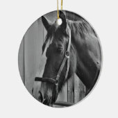 Schwarz-weißes Pferd - Tierfotografie Keramik Ornament (Links)