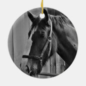 Schwarz-weißes Pferd - Tierfotografie Keramik Ornament (Hinten)