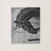 Schwarz-weißes Pferd - Tierfotografie Puzzle (Vertikal)