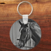 Schwarz-weißes Pferd - Tierfotografie Schlüsselanhänger (Vorderseite)