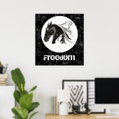 Schwarz-weißes Pferdekopftier Poster (Heimbüro)